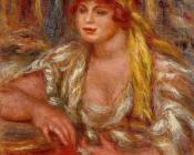 皮埃尔 奥古斯特 雷诺阿 : Andree in Yellow Turban and Blue Skirt